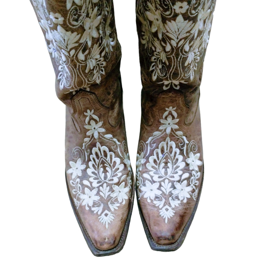 Moreria (Leather) Embroidered Floral Women's Western Boots. Size/9.5 - Picture 6 of 15